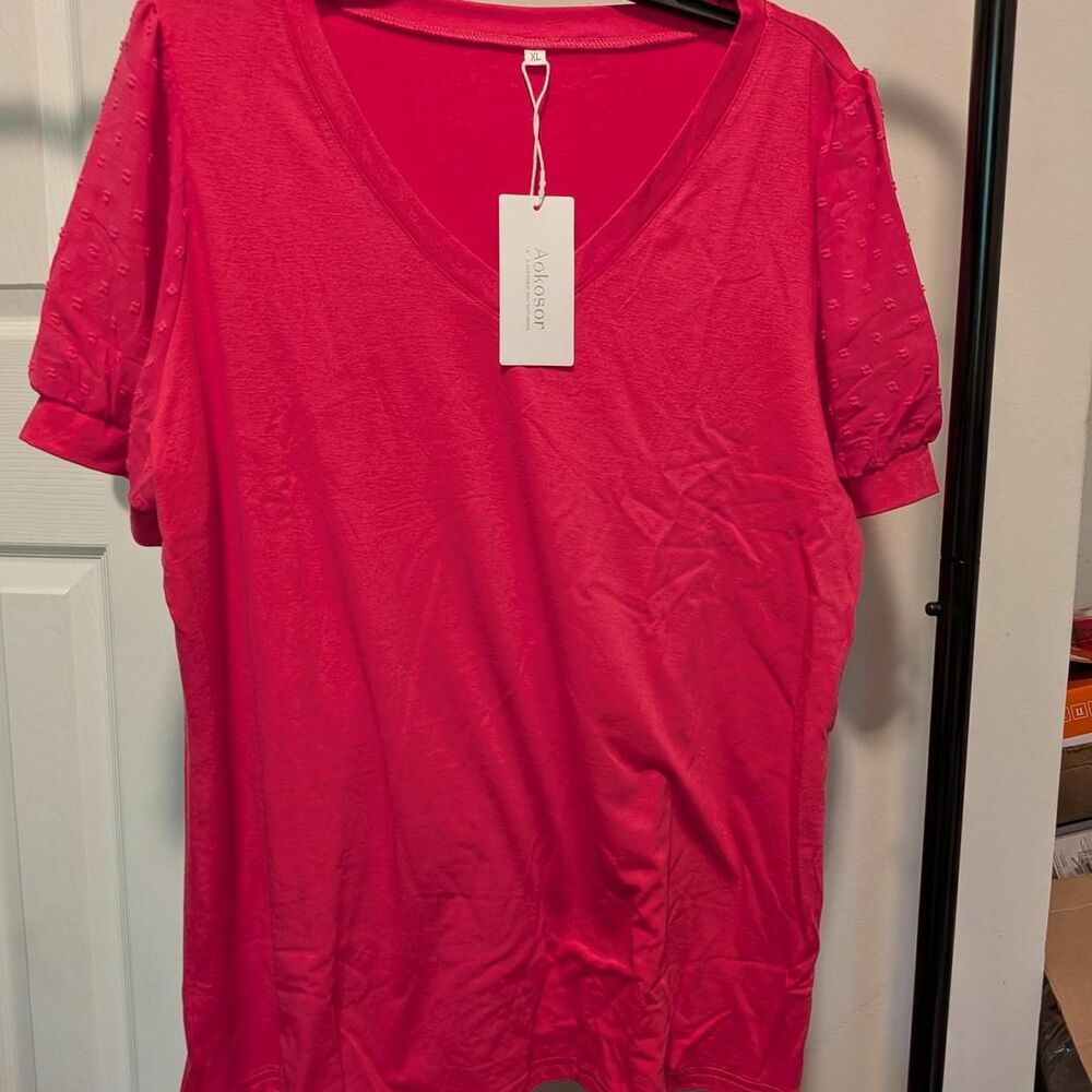 Women's Pink and Red Blouse